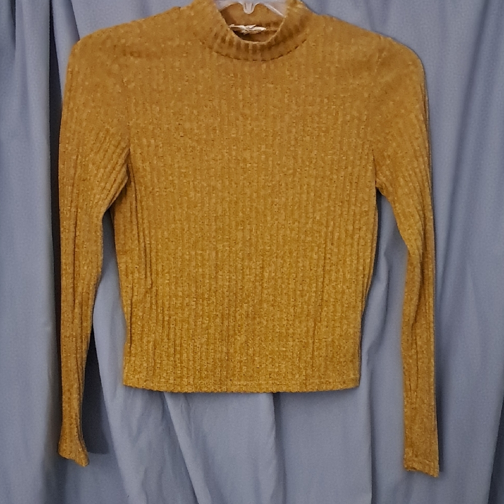 Say Anythung Mustard Ribbed Long Sleeve Sweater